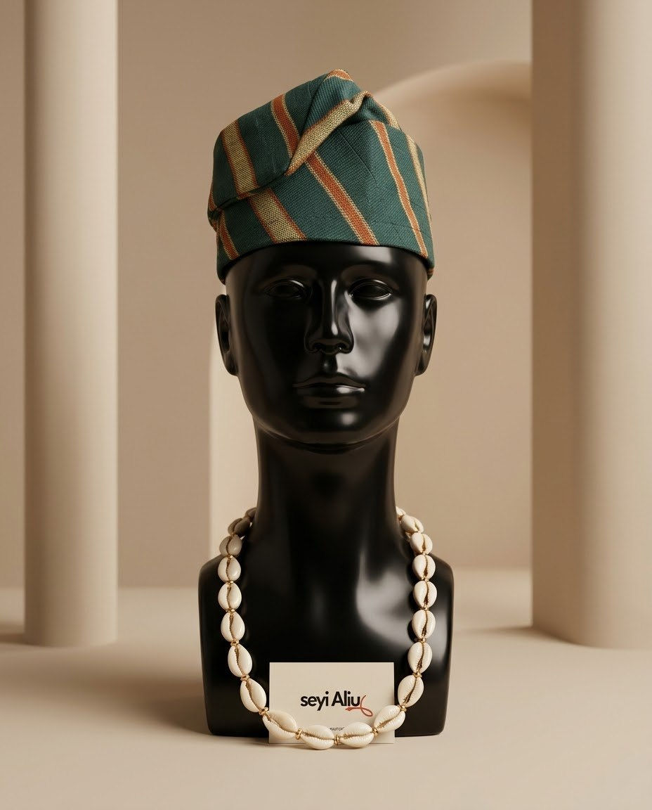 Thumbnail: Classy Green and Orange Striped Aso-Oke Cap- Filippos