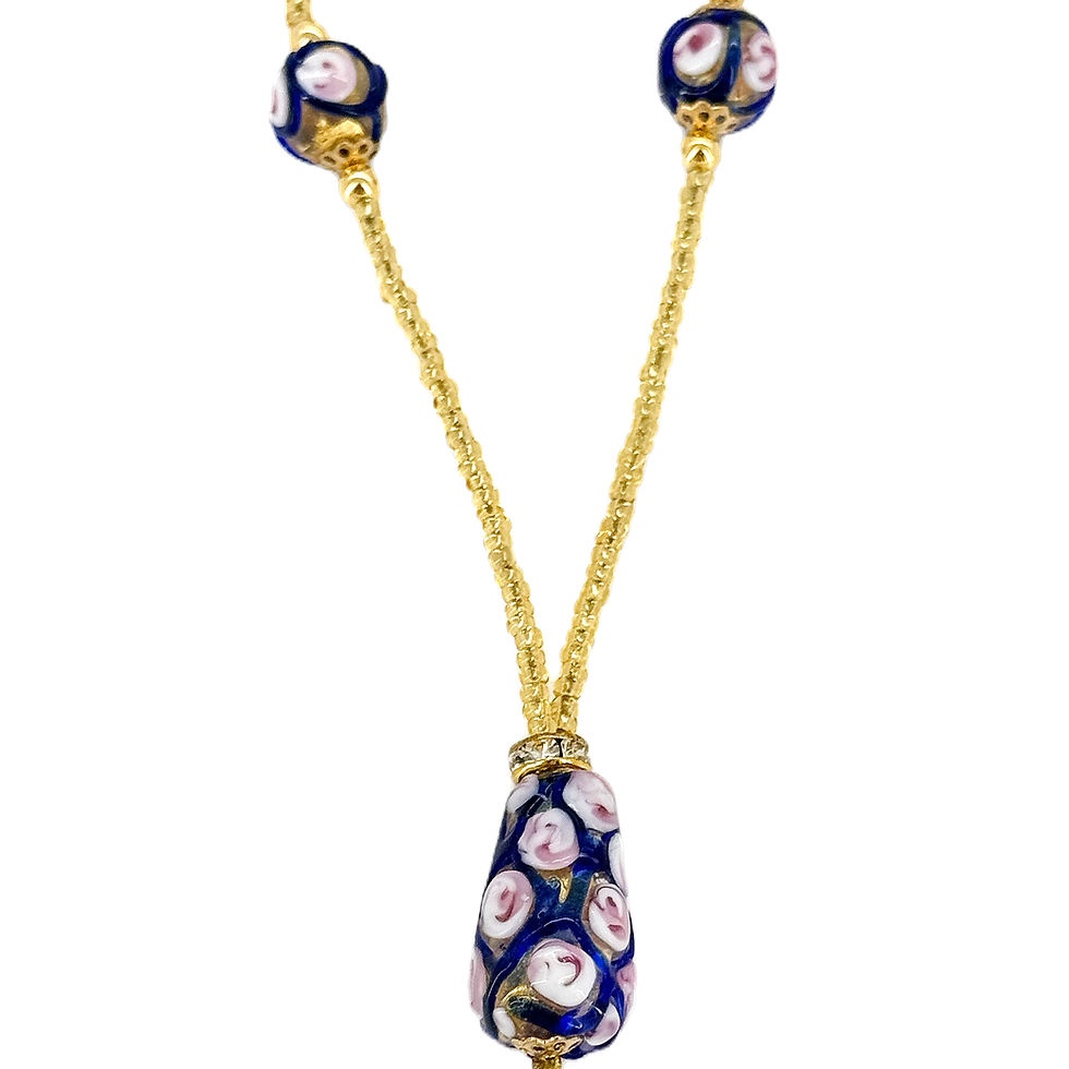Thumbnail: Floral Murano Glass Bead Necklace