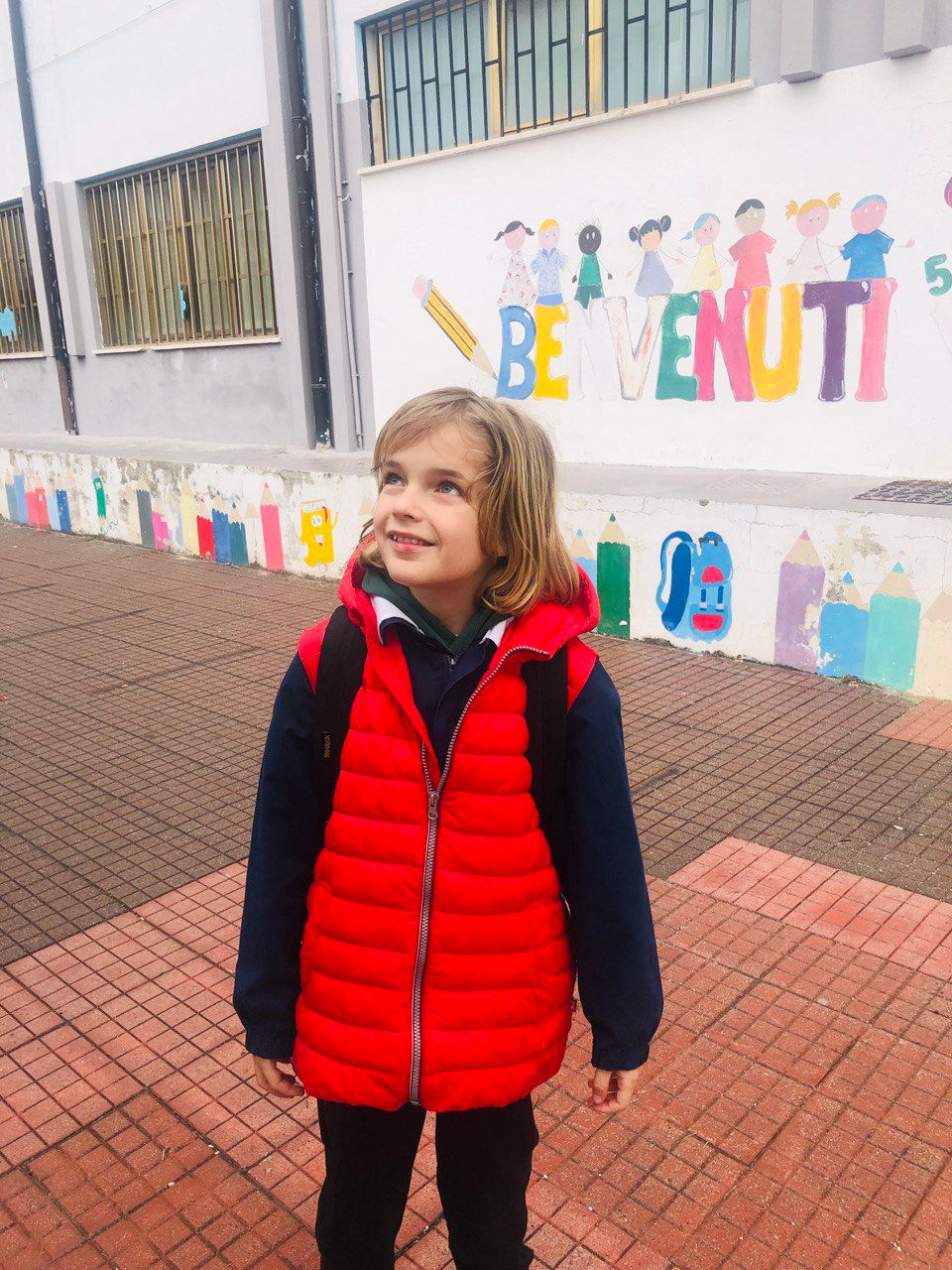 The boy at school in Italy