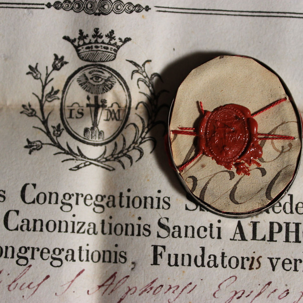 Thumbnail: Reliquary Relic St Alphonsus Liguori (Ex Ossibus/Bone) + Document COA