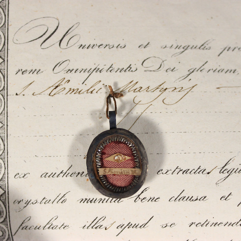 Thumbnail: Silver Reliquary Relic St Emilius (Ex Ossibus/Bone) + Document COA
