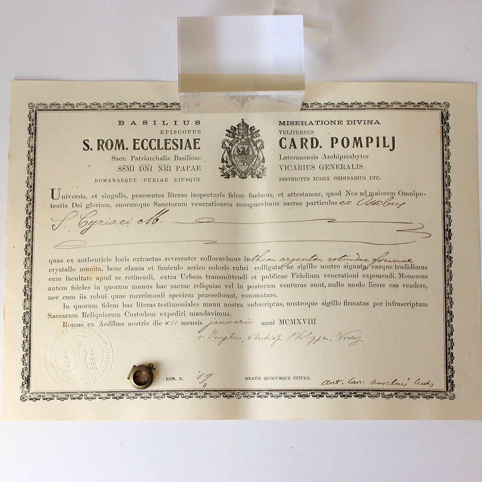 Thumbnail: Reliquary 13 Relics St Lucy, Agustin, Aloysius Gonz, Bonaventure… + COA Document