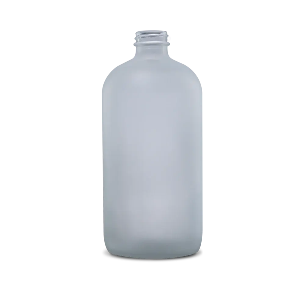 32 OZ CLEAR FROSTED GLASS BOSTON ROUND BOTTLE 28-400