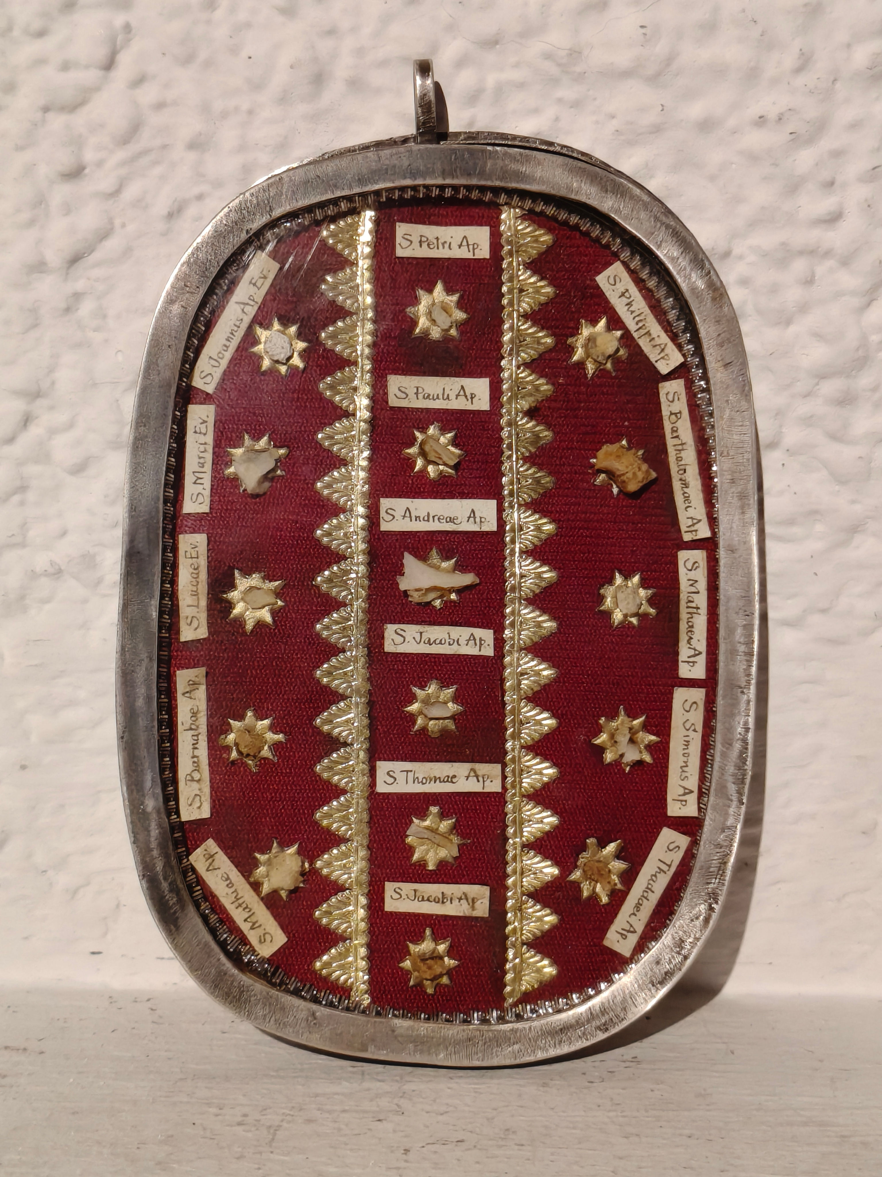 19th Cent Silver Reliquary 16 1st Class Apostolic Relics + Wax Seal