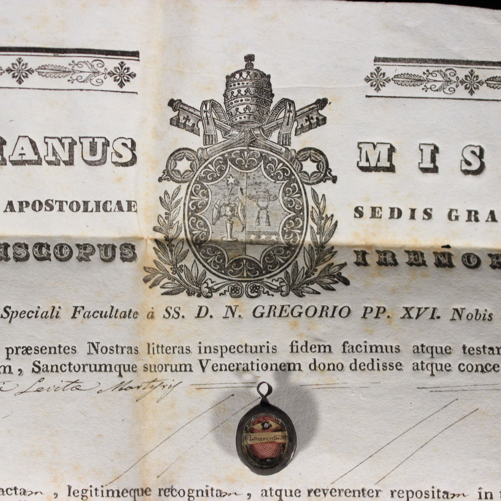 Silver Reliquary Relic St Lawrence of Rome (Ex Ossibus/Bone) + Document COA