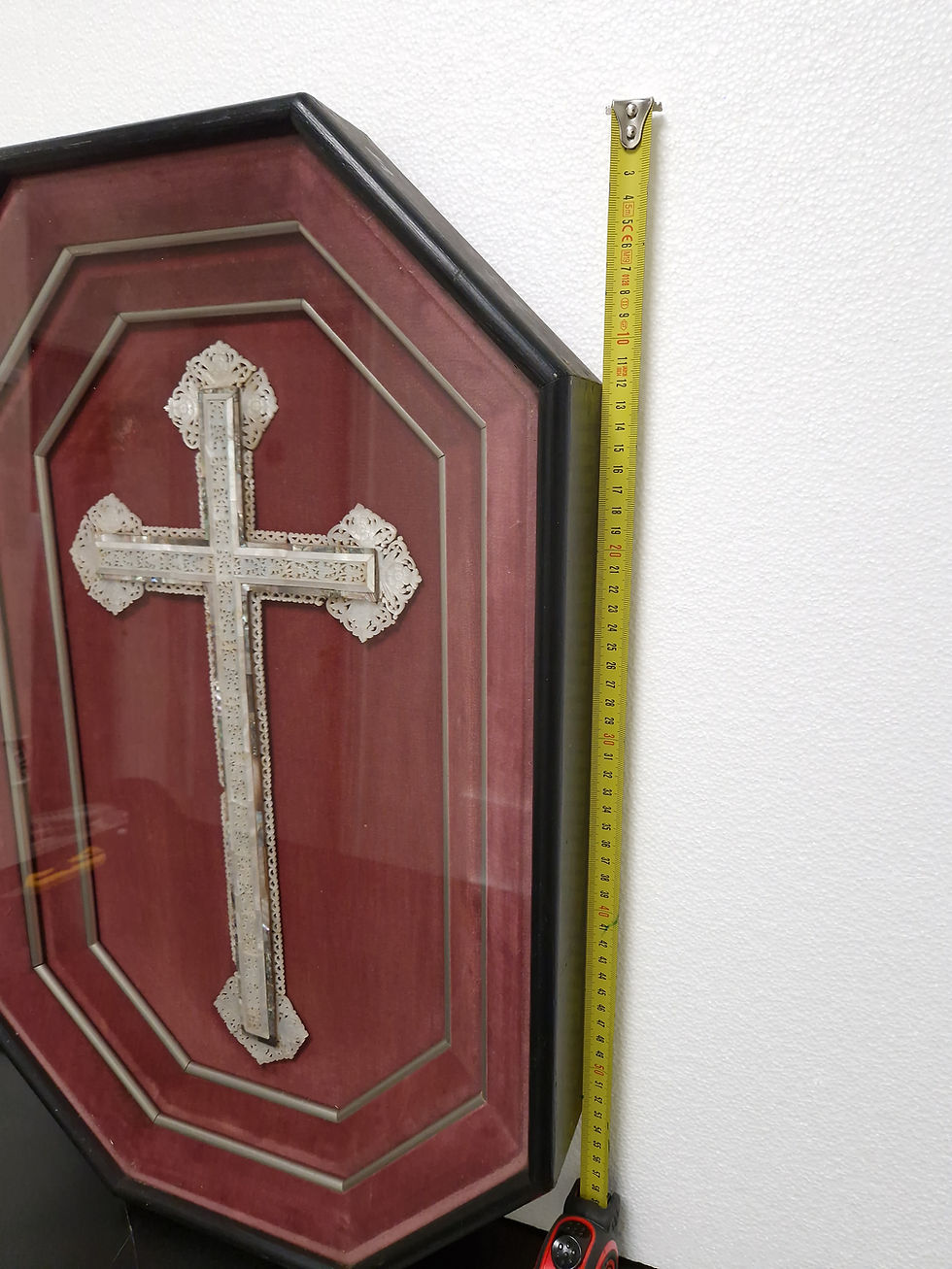 Thumbnail: Reliquary Christ’s Passion Relics Pilgrim Cross Mother of Pearl Jerusalem 19th C
