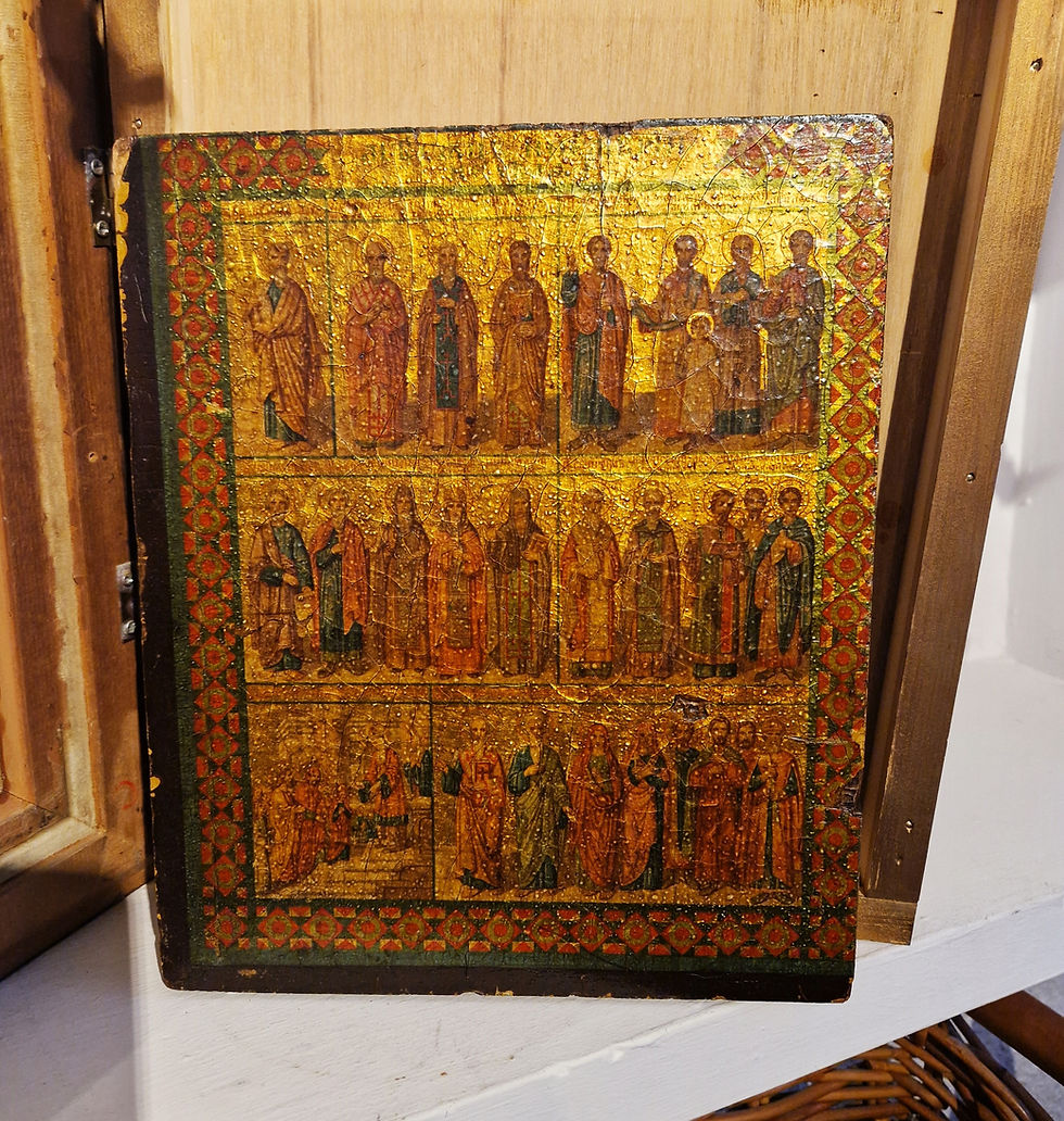 Thumbnail: 19th century Egg Tempera on Wood Russian Icon Menology Saints of November
