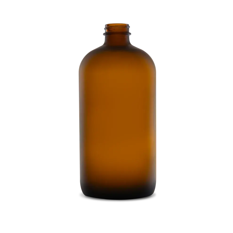 32 OZ AMBER FROSTED GLASS BOSTON ROUND BOTTLE 28-400
