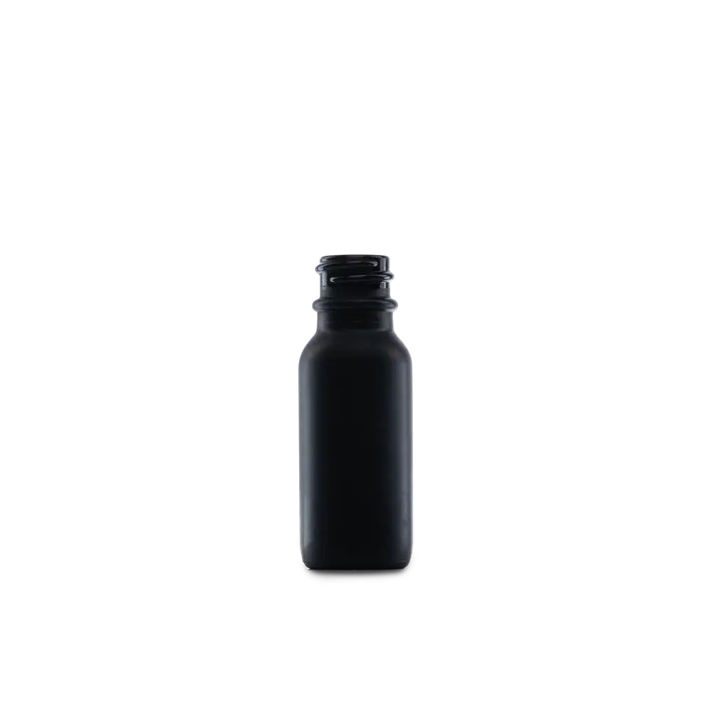 0.5 OZ BLACK FROSTED GLASS BOSTON ROUND BOTTLE 18-400