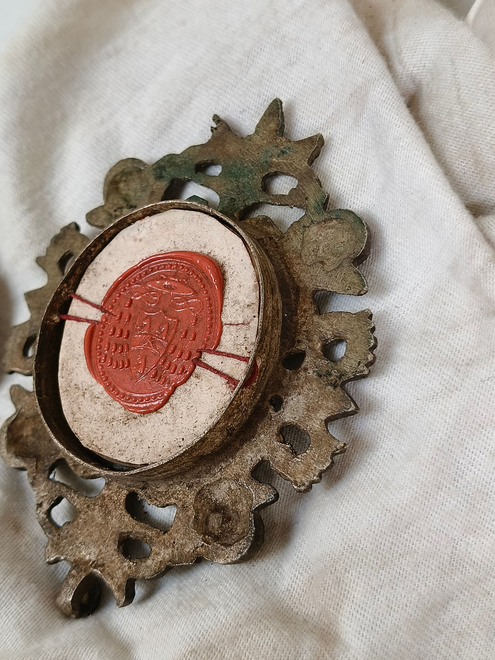 Thumbnail: Reliquary 4 Relic St Anastasia and Popes Clement I, Fabian & Cletus + Wax Seal