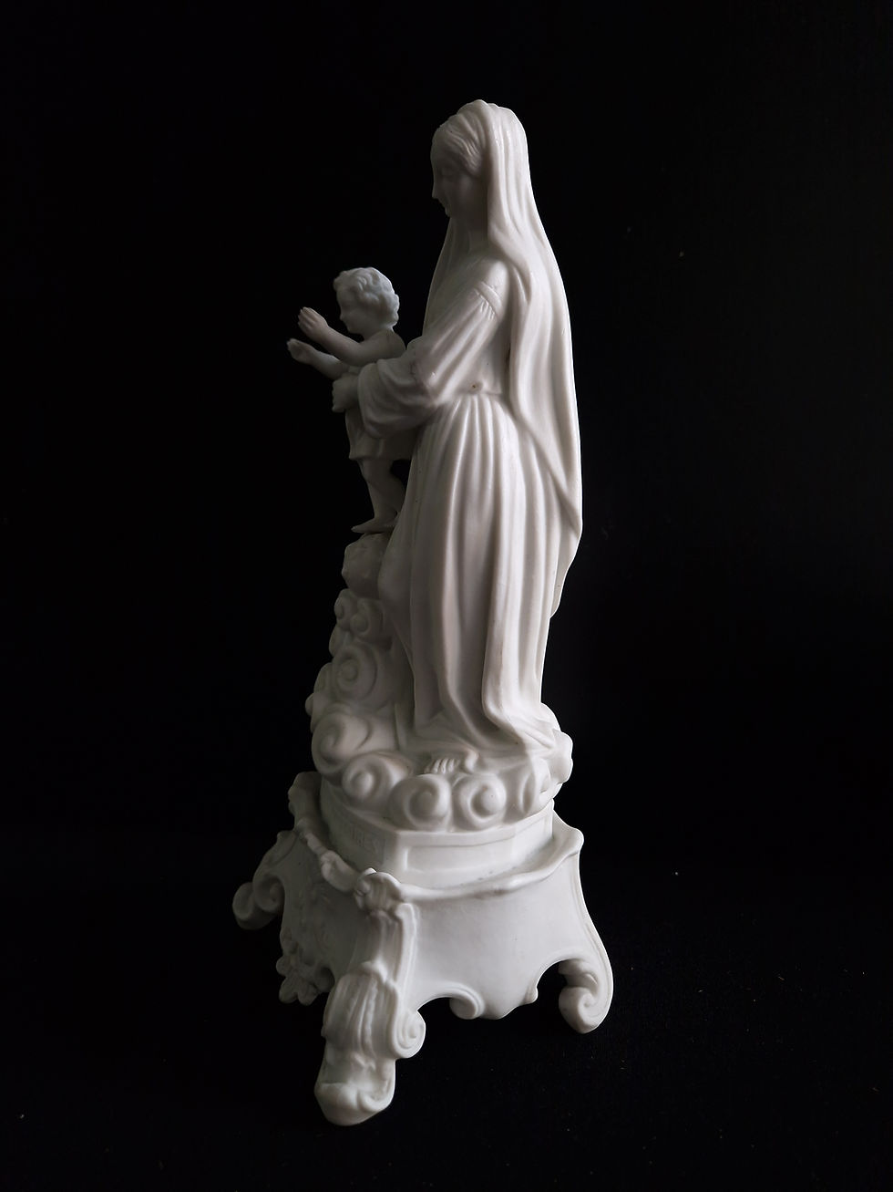 Thumbnail: 19th cent biscuit porcelain figurine “Our Lady of Victories” Virgin Mary & Child