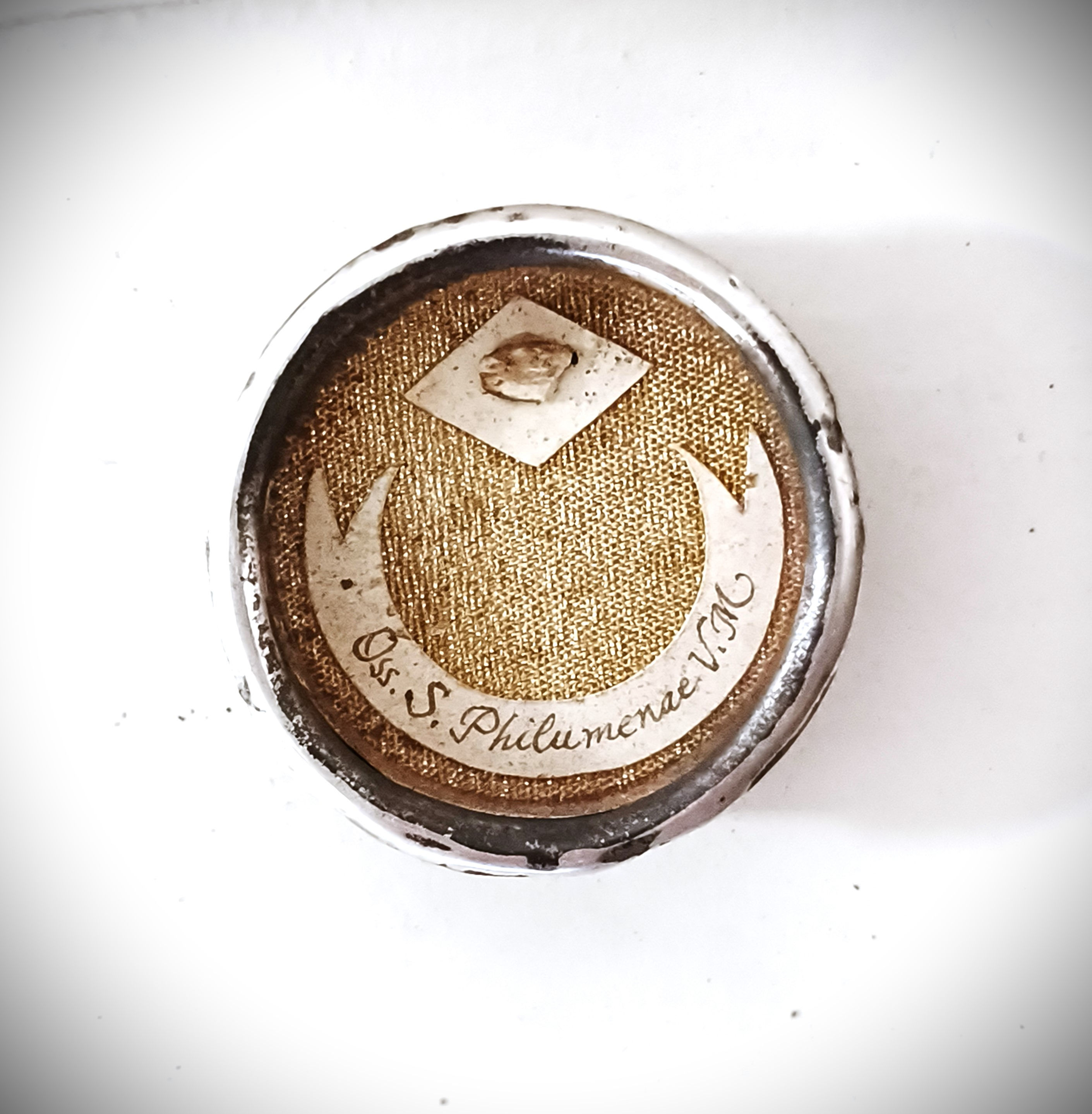 Reliquary Important Relic St Philomena Virgin & Martyr + Wax Seal 19th Cent