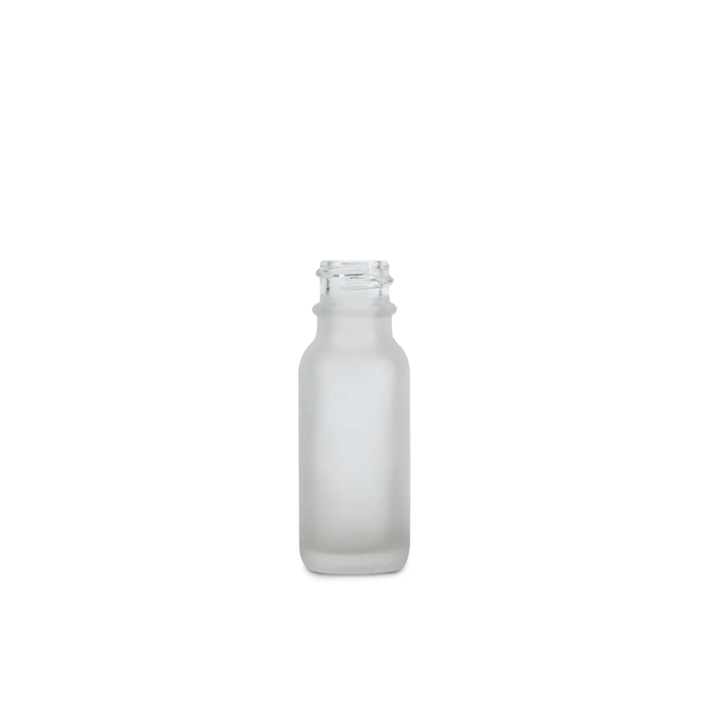 0.5 OZ CLEAR FROSTED GLASS BOSTON ROUND BOTTLE 18-400
