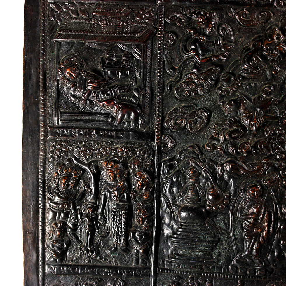 Thumbnail: Rare Asian Antique XX Century Repousse Medicine Buddha Bronze Panel