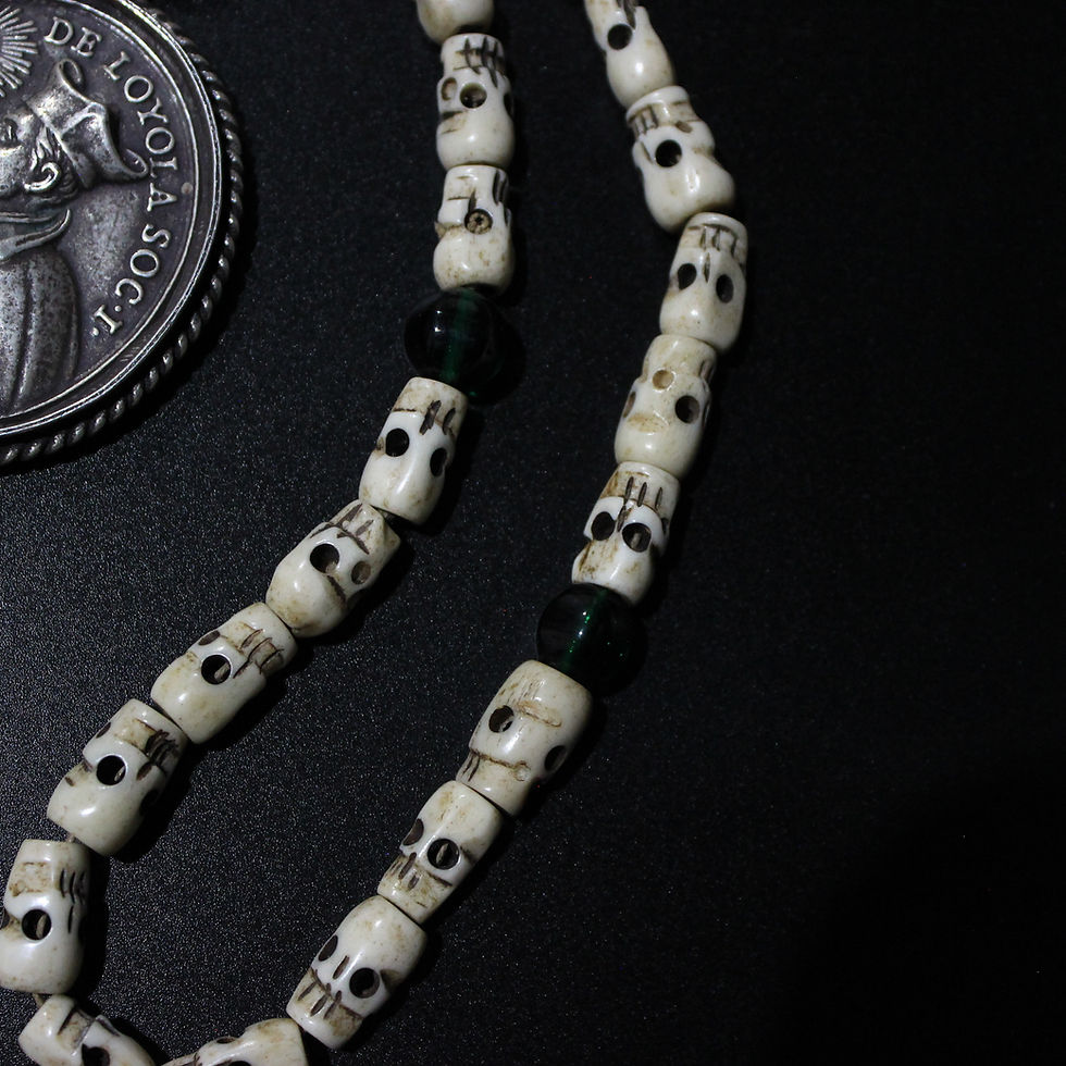 Thumbnail: Antique Rosary Medal St. Ignatius Loyola Silver & Bone Religious 18th Cent