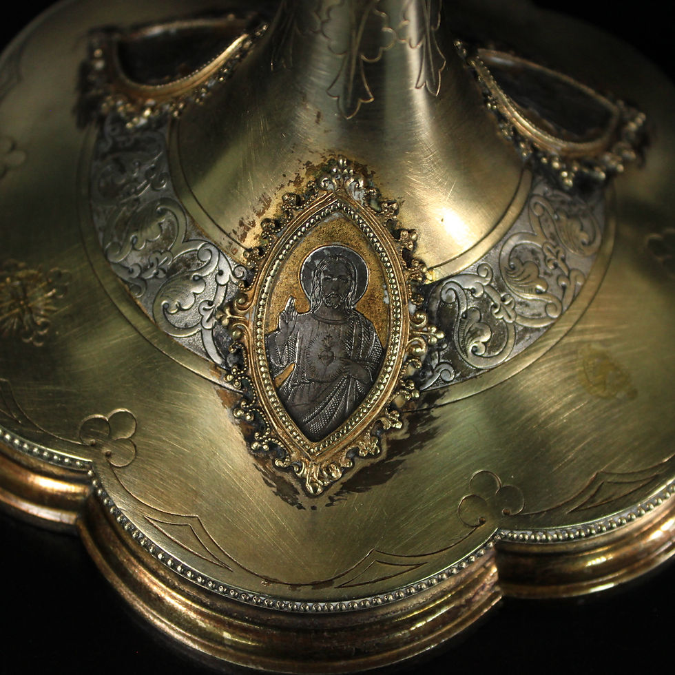 Thumbnail: Antique Gothic Chalice Vermeil Silver 950/1000 Minerva Head France 19th