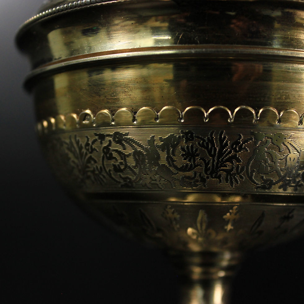 Thumbnail: Antique Gothic Ciborium Chalice Vermeil Silver 950/1000 Minerva Head France 19th