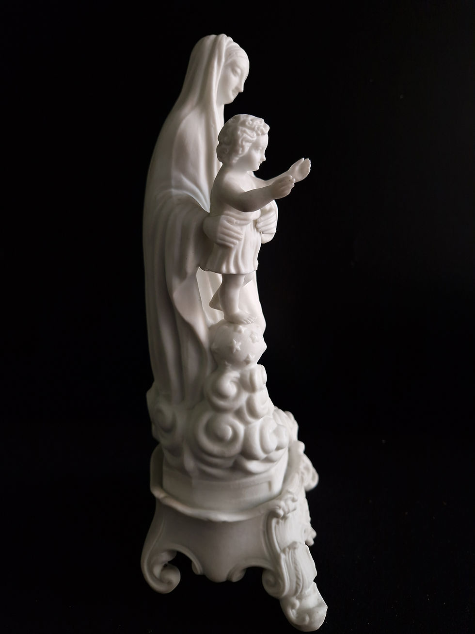Thumbnail: 19th cent biscuit porcelain figurine “Our Lady of Victories” Virgin Mary & Child