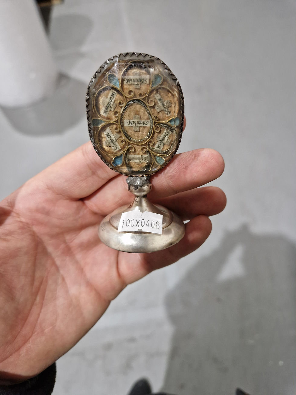 Thumbnail: 17th Cent Silver Double Reliquary 14 Martyr Relics St Cosimo, Marcelino, Artemia