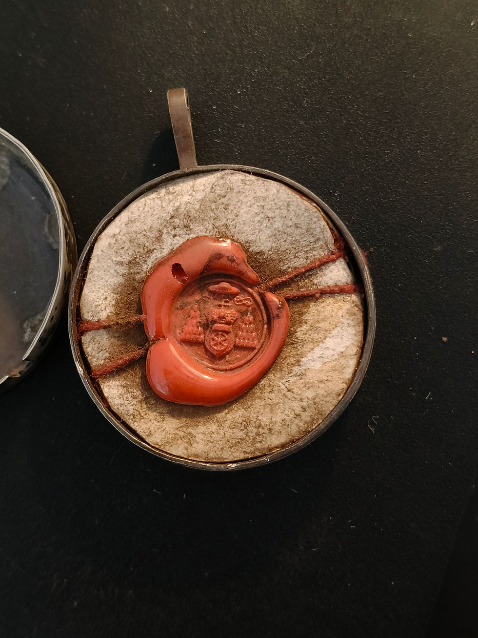 Thumbnail: Silver Reliquary Important Relic St. Calixtus + Wax seal