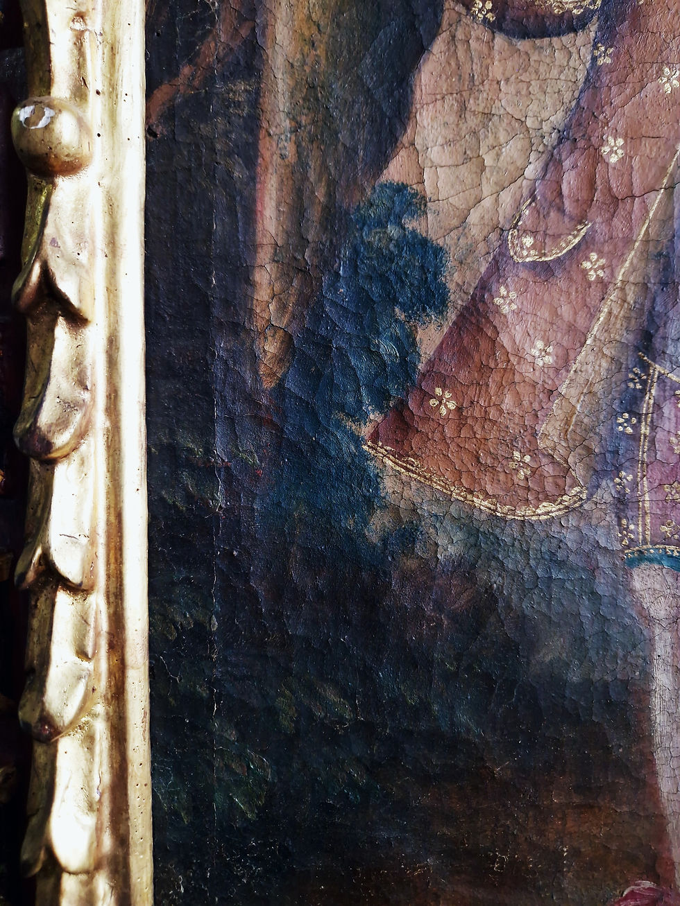 Thumbnail: 18th Cent Cusco Colonial Painting Angel Arcabucero, Oil on Canvas + Glass Frame