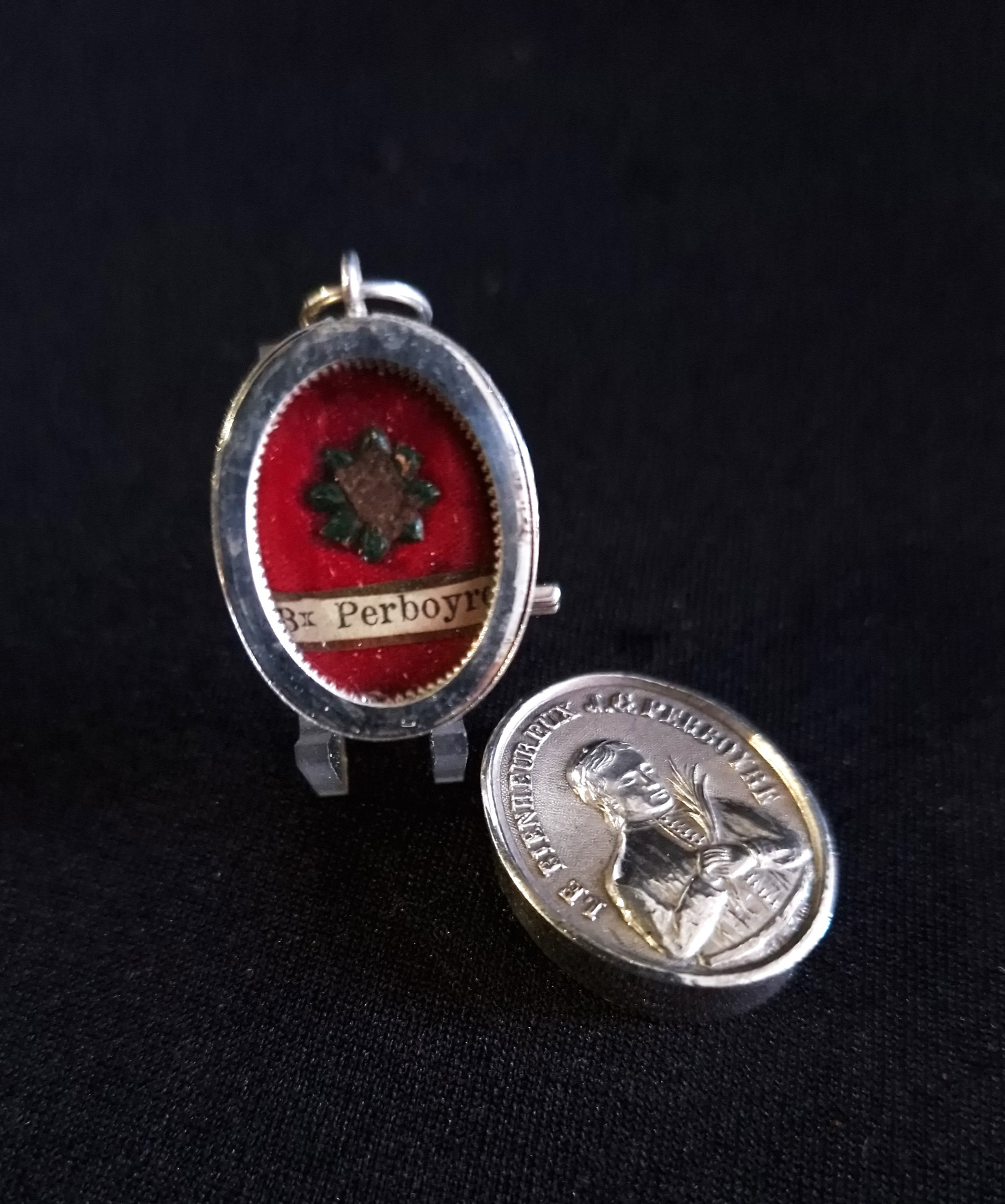 19th C. Silver Reliquary Ex Indumentis Relic of Saint John Gabriel Perboyre