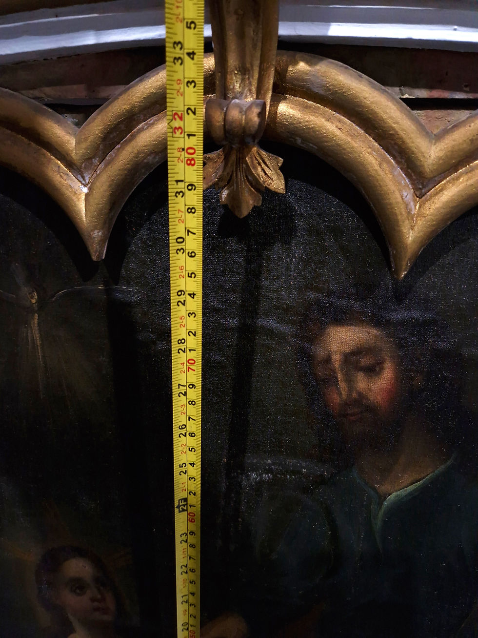 Thumbnail: Triptych St Joseph & Child / St Anthony 18th Cent Spanish Painting Oil on Canvas