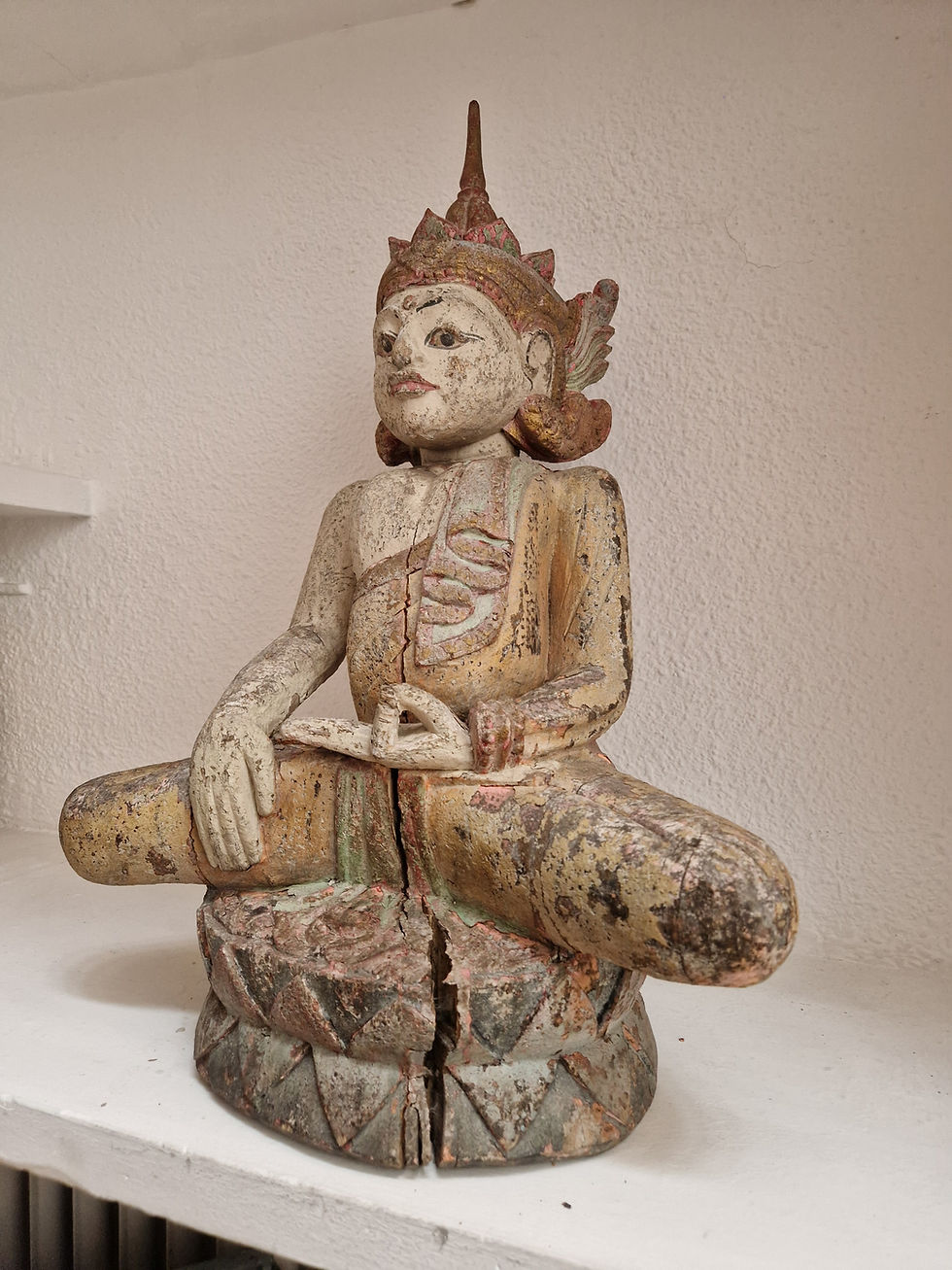 Thumbnail: Antique Rare 19th Cent. Burma Buddha Statue 'touching the earth' 50 CMS Wood