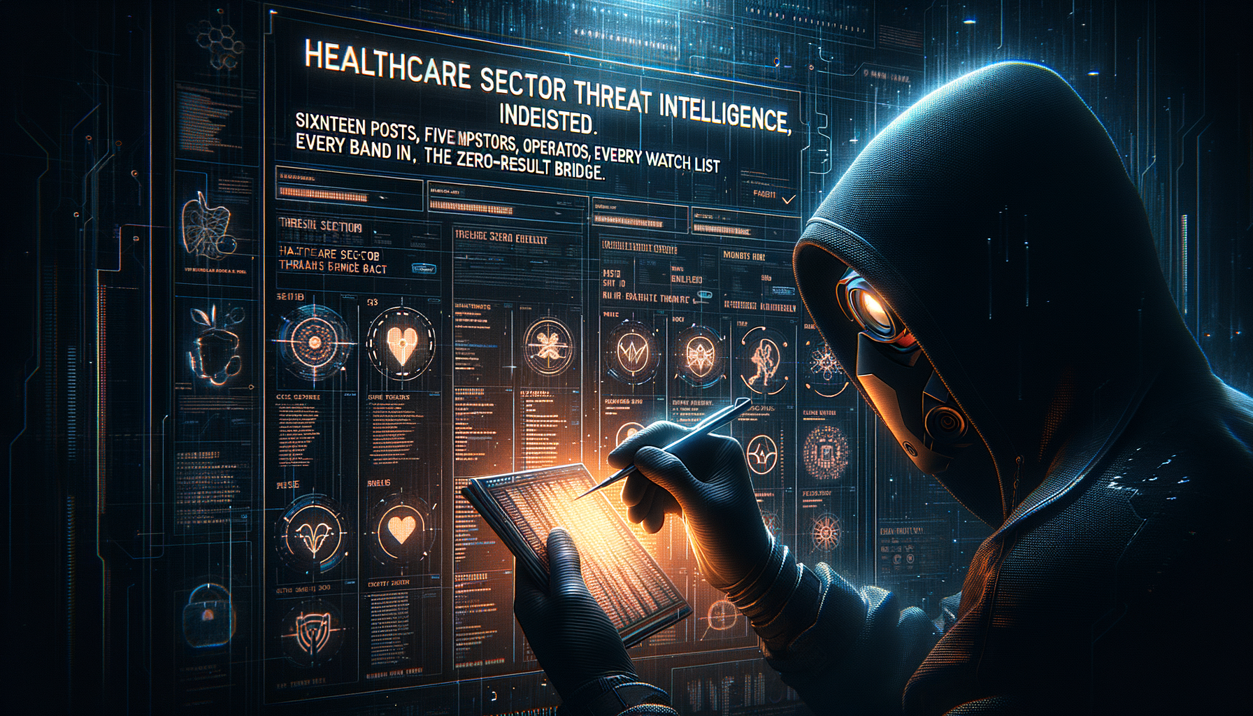 Healthcare Sector Threat Intelligence, Indexed. Sixteen Posts, Five Operators, Every Brand In Your May 8 Watch List Found. The Zero-Result Bridge.