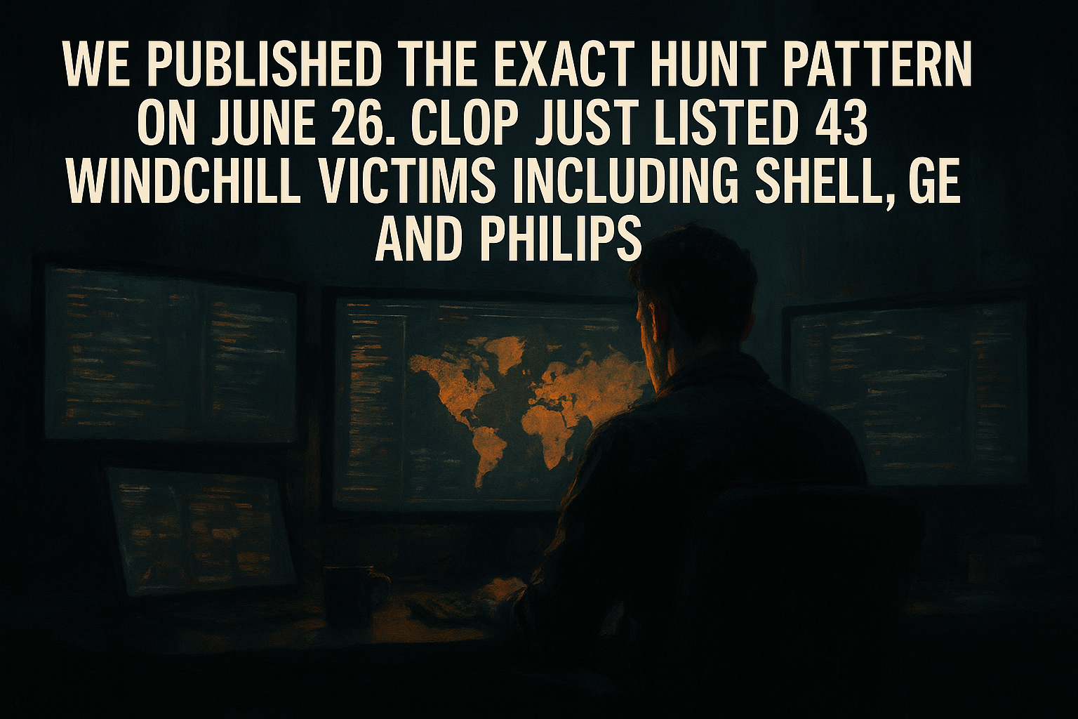 We Published the Exact Hunt Pattern on June 26. Clop Just Listed 43 Windchill Victims Including Shell, GE and Philips.