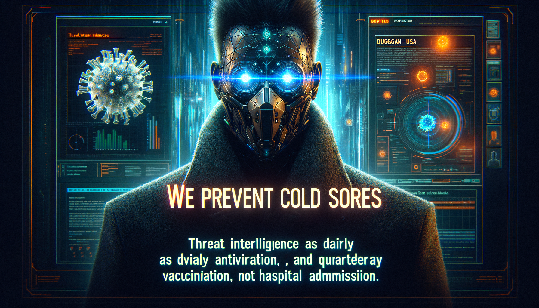 We Prevent Cold Sores. DugganUSA Threat Intelligence as Daily Antiviral and Quarterly Vaccination, Not Hospital Admission.