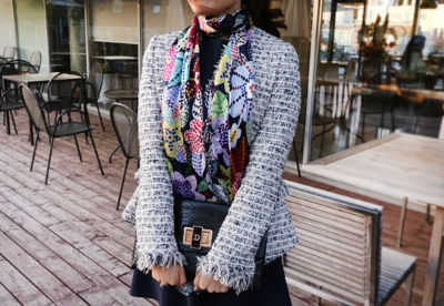 縮圖：Nathalie Lete Flowers Dots Silk Long Scard