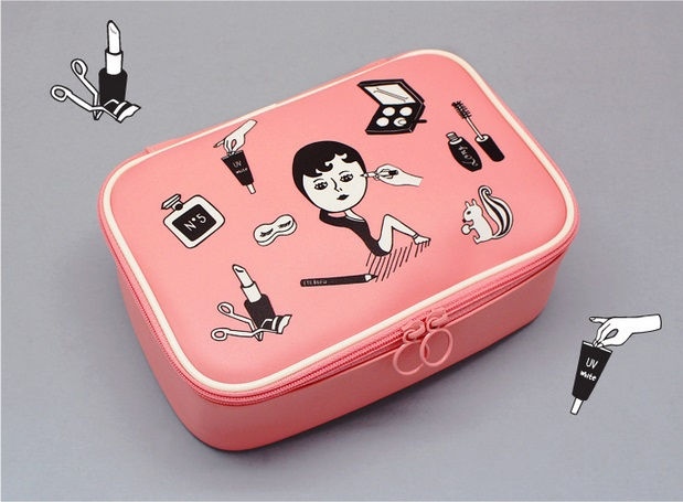 縮圖：Aurore Make Up Pink Block Pouch_L