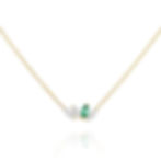 MONA - Emerald Sparkling Pendant in 14K gold featuring a natural emerald stone and moissanite accents, displayed on a white b