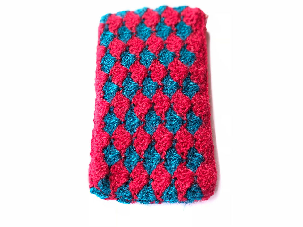 Red And Blue Color Purse - Hand Knitted