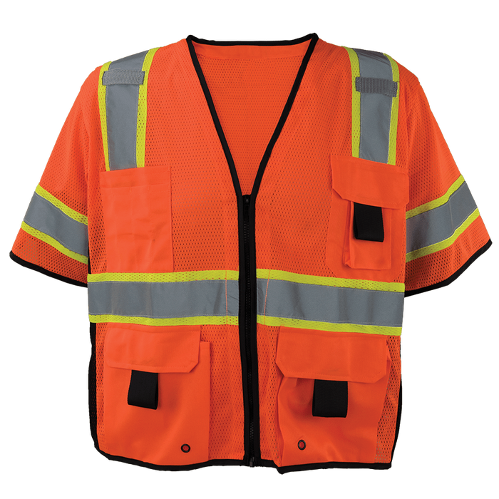 Thumbnail: 1296ZRD - Heavy Duty ANSI Class 3 Safety Vest with Zipper and Radio Clips