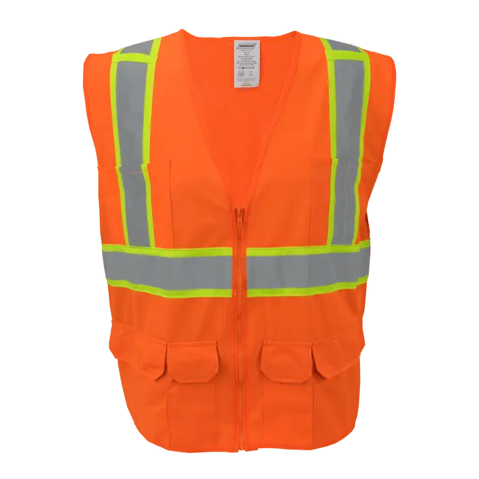 Thumbnail: 1277-Z-RD - ANSI Class 2 Economy Surveyor Vest with Zipper and Radio Clips