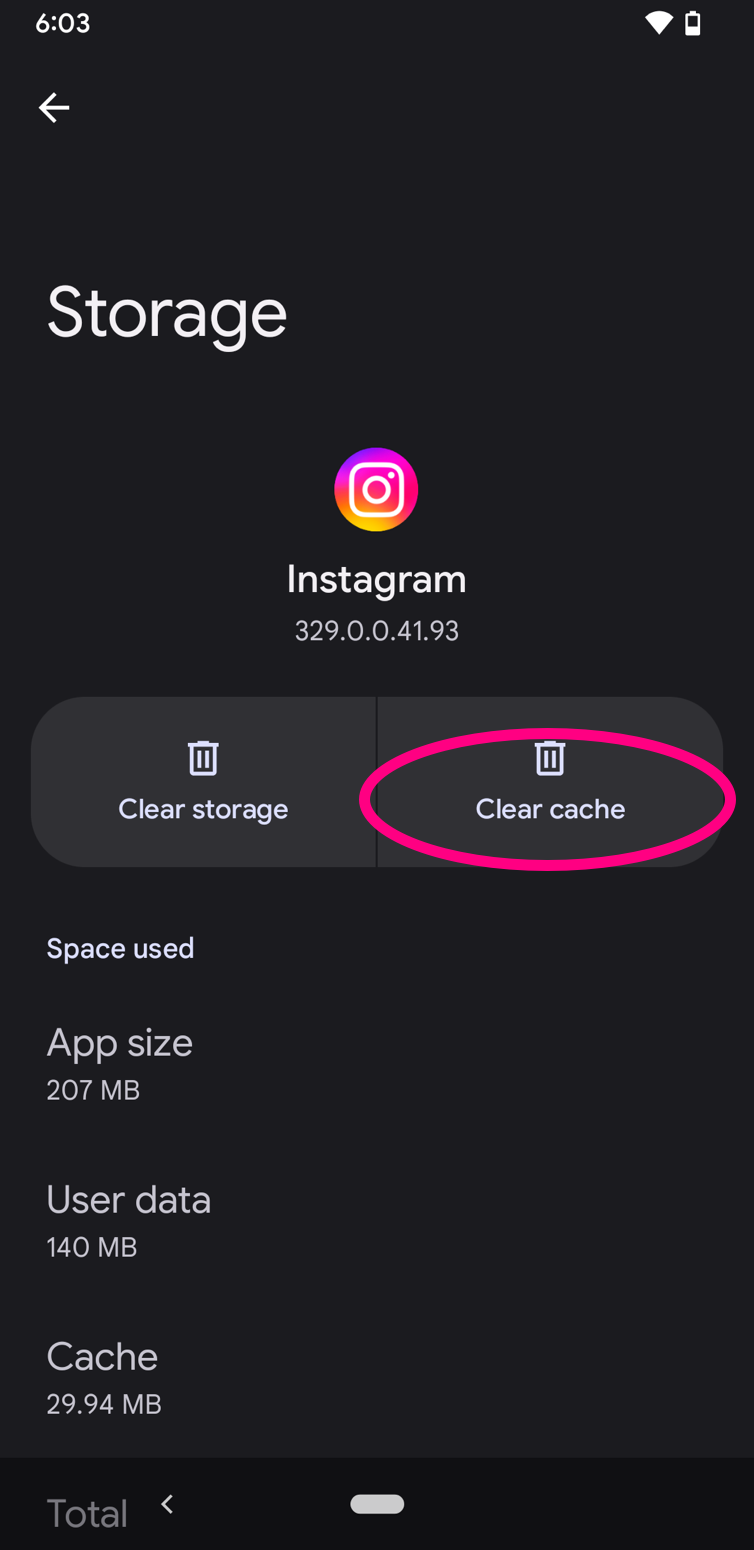 Instagram app cache deletion on Android