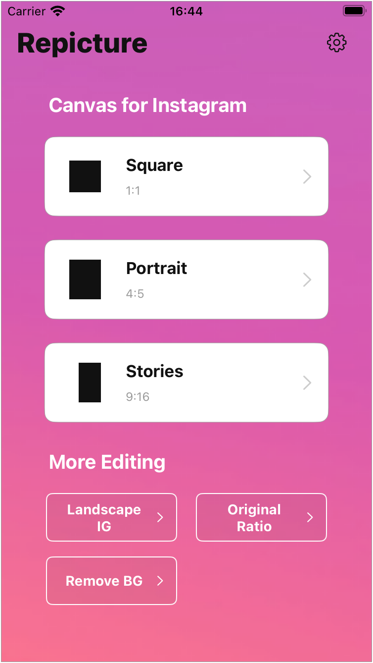Repicture Start Screen