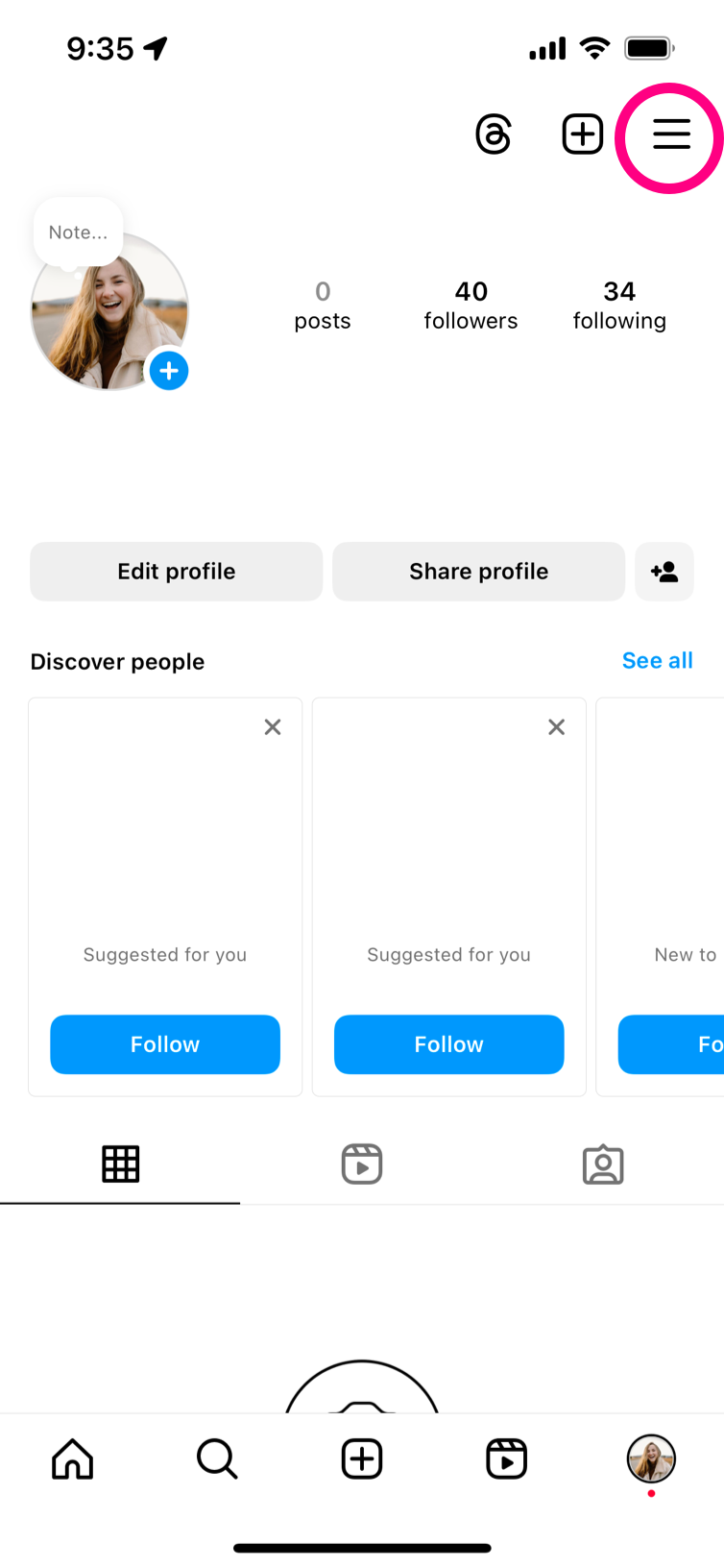 インスタグラム メニューアイコン iOS