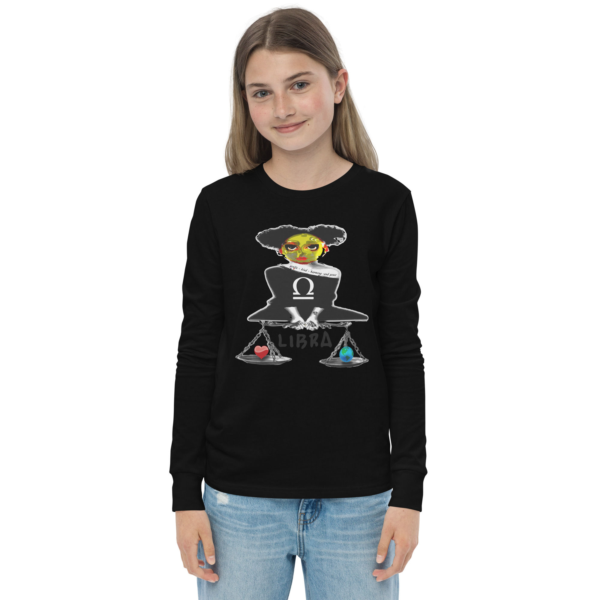 CARTOON LIBRA ZODIAC Youth long sleeve tee