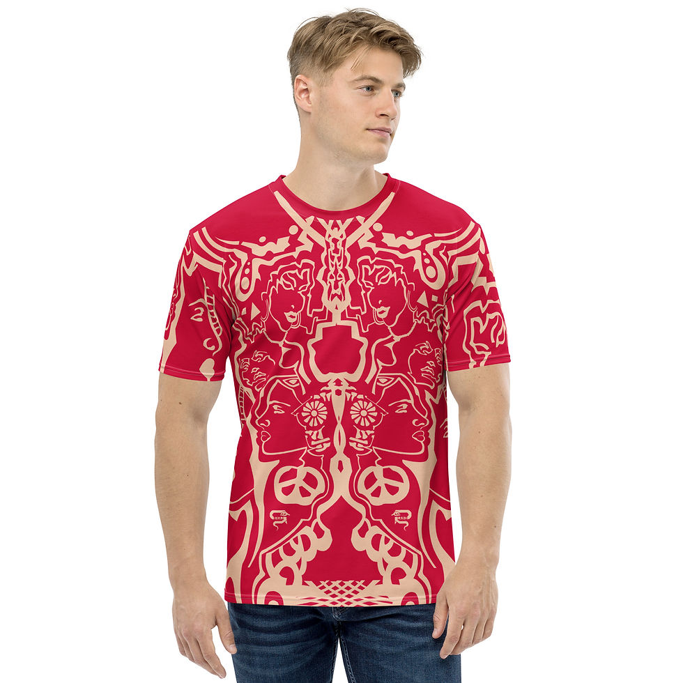 GRAFFITI TRIBAL RED NATIVE 80's ART - Long T-Shirt