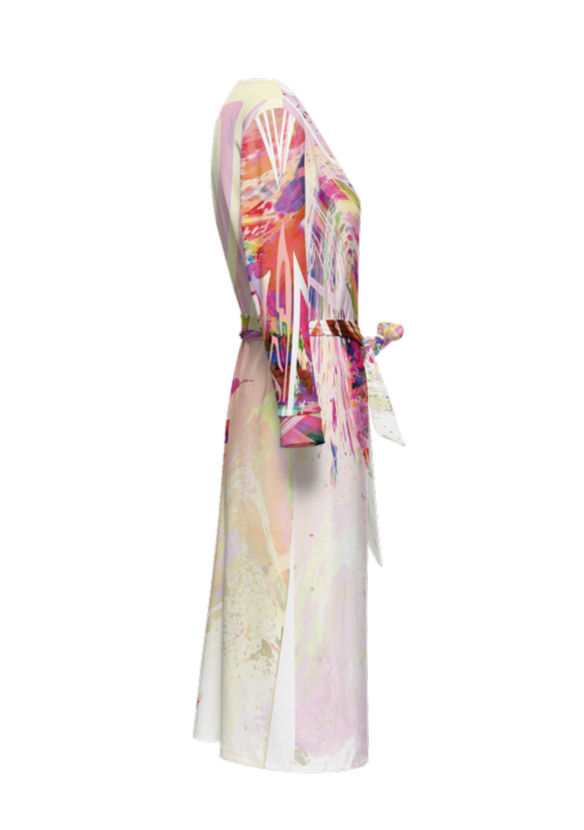 Thumbnail: PYNK BUTTER-FLY —Aloqwin ¾ Sleeve Wrap Dress-Heavy Knit