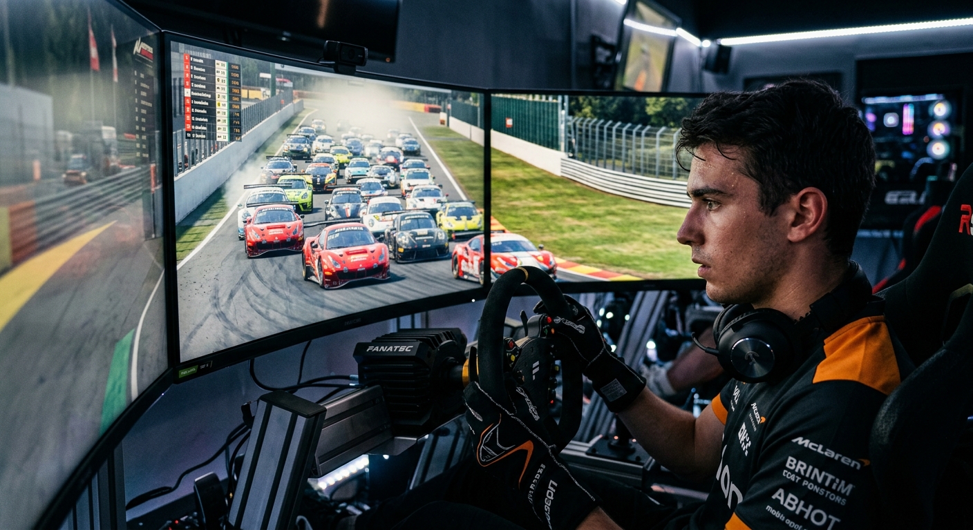 Mental load increases significantly when racing in traffic, requiring conscious effort to maintain focus on track markers.