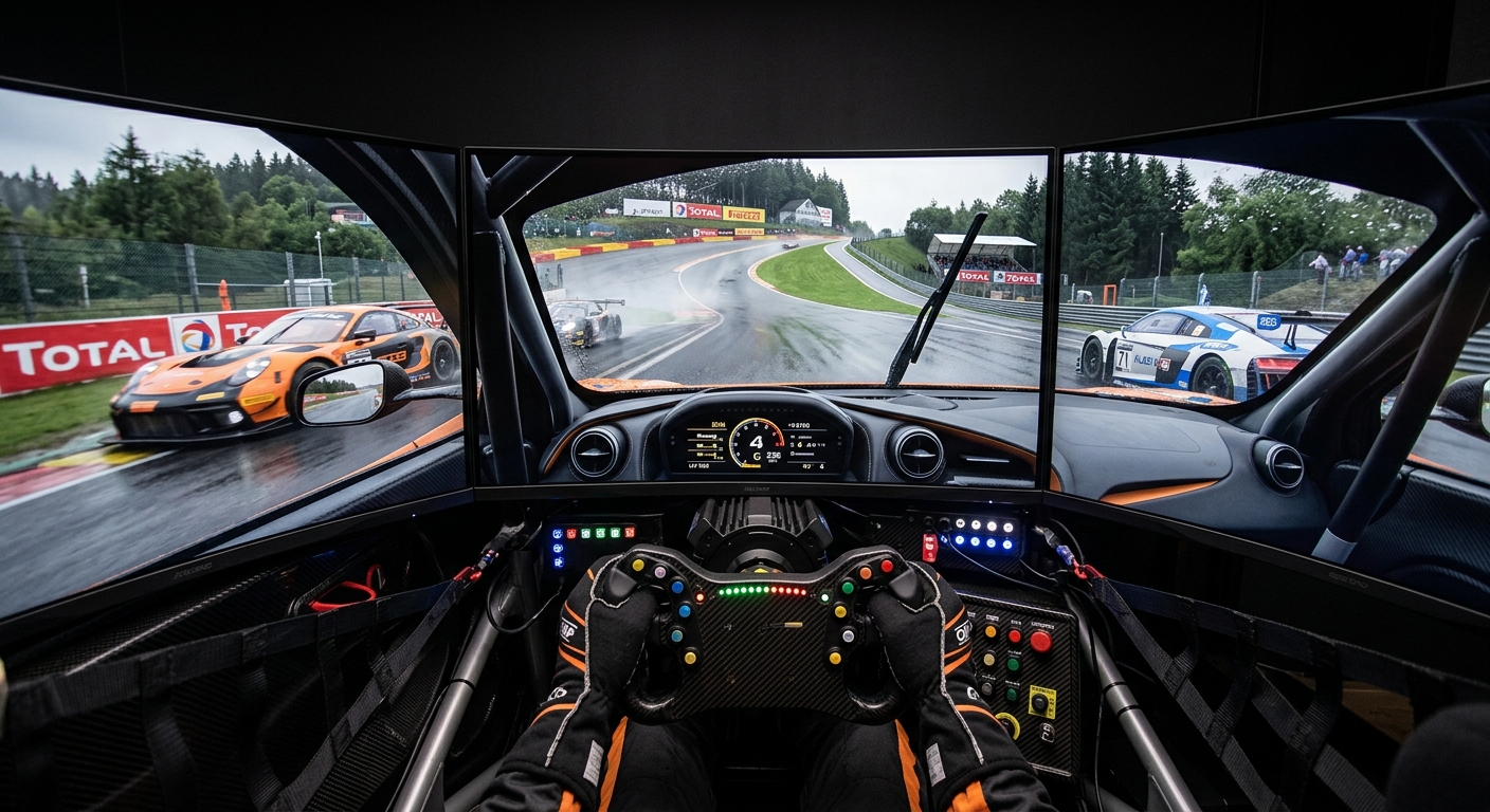 Triple-screen setups and proper FOV settings significantly improve a driver's ability to navigate three-wide situations safely.