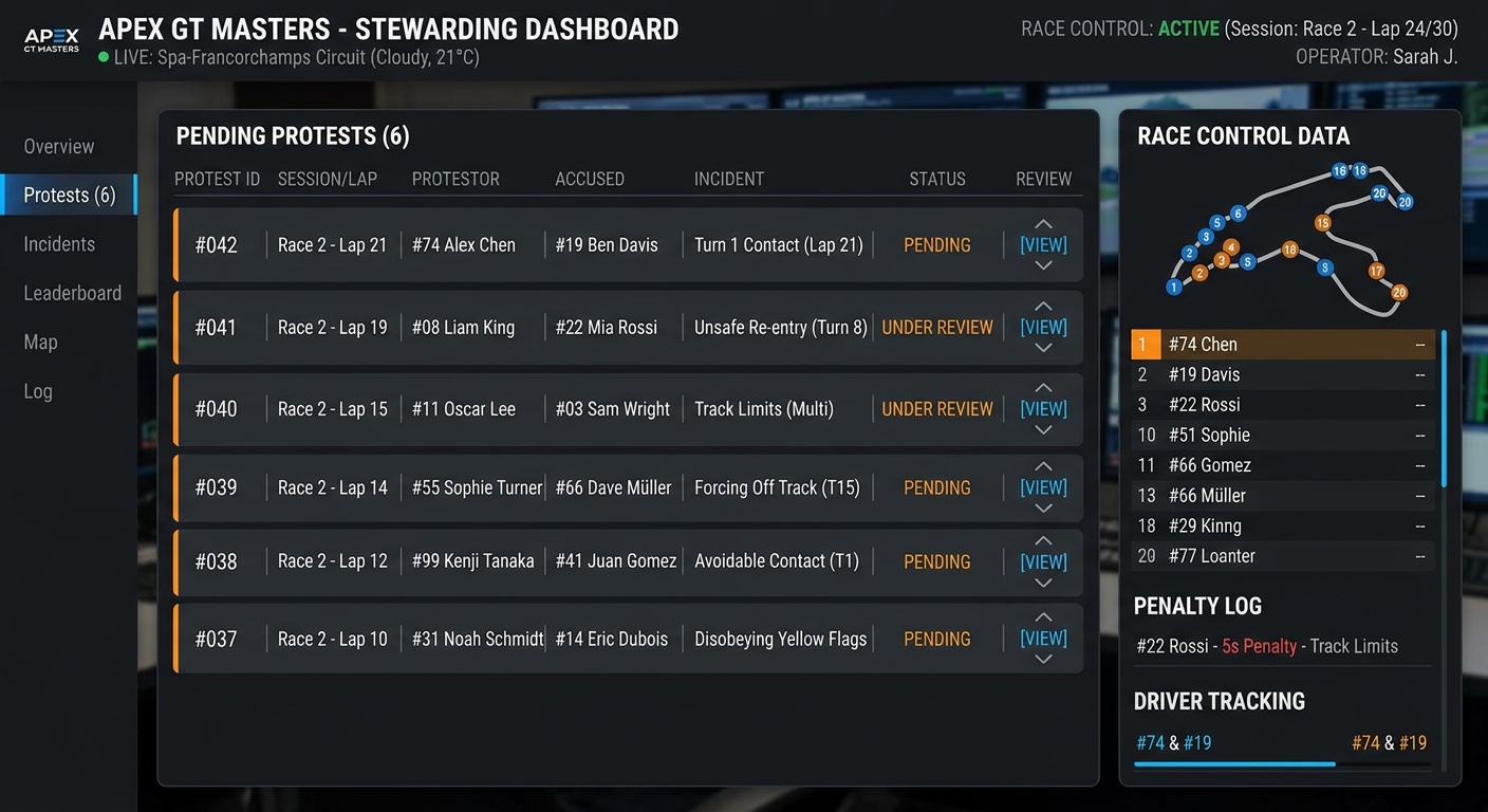 Professional tools centralize incident management to maintain high standards across all types of racing content.