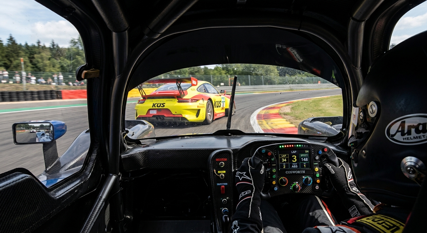 Using an offset line to communicate positioning and intent to the slower car before entering a braking zone.