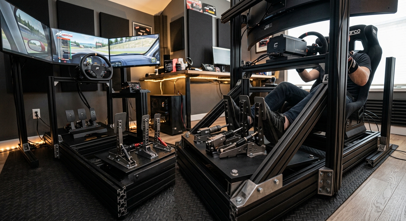 A rigid cockpit is essential to handle the high forces generated by professional load cell pedals.