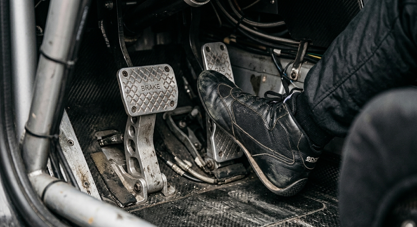 Visualizing the travel distance that causes significant time loss when using only one foot for both pedals.