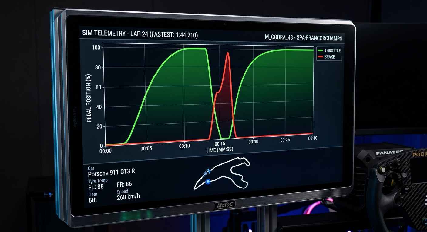 Smooth telemetry traces show intentional, flowing lines instead of jagged spikes and nervous micro-corrections.